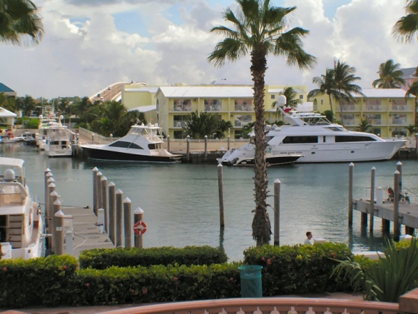 Yachts across horbor, Nassau