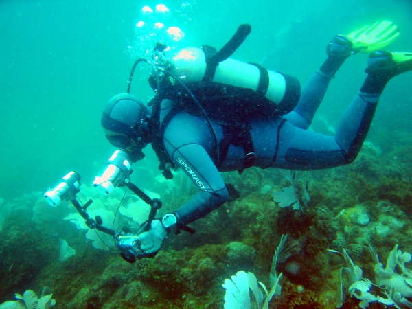 Diver taking photo