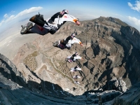 Extreme wingsuit jump Air Force team