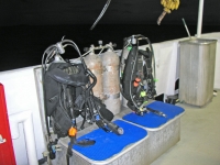 Dive station , gear ready for next dive